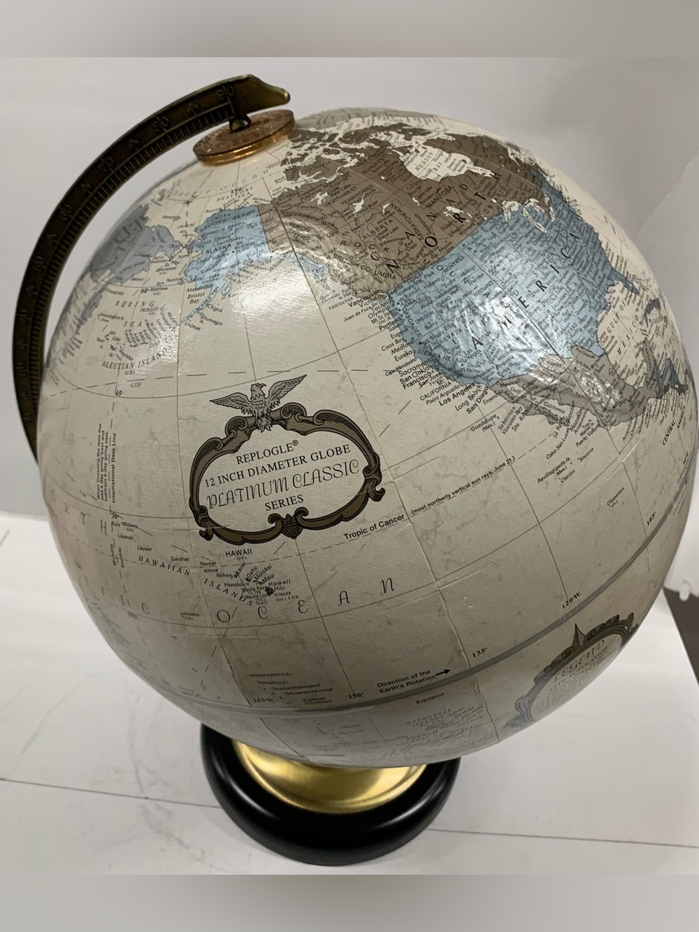 Replogle Platinum Classic Series 12 in Tabletop World Globe Rotating Metal Base